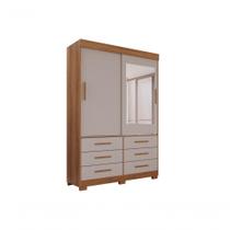Guarda Roupa New Star 2 Portas 6 Gavetas Cinamomo-off White MDP com Espelho