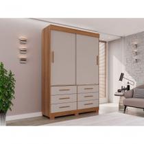 Guarda Roupa New Star 2 Portas 6 Gavetas Cinamomo-off White MDP Guarda Roupa New Star 2 Portas 6 Gavetas Cinamomo-off White MDP