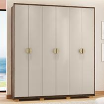 Guarda Roupa Noronha 2m 6 Portas e 4 Gavetas cor Imbuia e Fendi - Vila Rica Guarda Roupa Noronha 2m 6 Portas e 4 Gavetas cor Imbuia e Fendi - Vila Rica