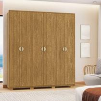 Guarda-Roupa Noronha com Maleiro interno 6 Portas 4 Gavetas Nature 100% MDF - Vila Rica
