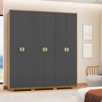 Guarda-Roupa Noronha com Maleiro interno 6 Portas 4 Gavetas Nature/Alasca 100% MDF - Vila Rica