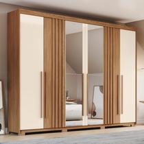 Guarda-Roupa Norton 06 Pts. C/ Espelho Nature/Off White - Henn Guarda-Roupa Norton 06 Pts. C/ Espelho Nature/Off White - Henn