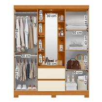 Guarda Roupa Olimpia 163cm 4 Portas Espelho LED 2 Gavetas