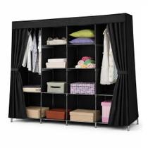 Guarda-Roupa Organizador Portátil Gigante 12 Prateleiras com Cabideiro (Preto)