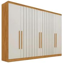 Guarda Roupa Oxford Casal 6 Portas 6 Gavetas Europa Cor Peroba Off White