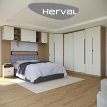 Guarda-Roupa para Casal Modulado Herval Viel, com cabeceira Queen, Off White