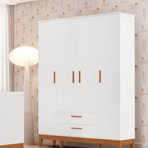 Guarda-roupa para Quarto de Bebê 4 Portas Flip Branco Fosco