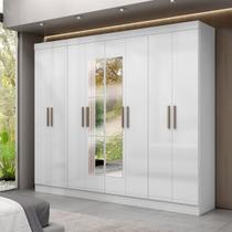 Guarda-Roupa Paris 8 Portas 4 Gavetas com Espelho Branco - Maxel Guarda-Roupa Paris 8 Portas 4 Gavetas com Espelho Branco - Maxel