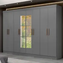 Guarda-Roupa Paris 8 Portas 4 Gavetas com Espelho Onix - Maxel