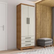 Guarda Roupa Pequeno 60cm 2 Portas e 3 Gavetas Floripa Cedro Areia