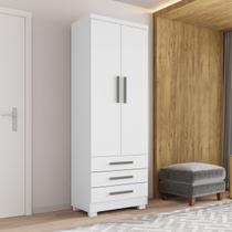 Guarda Roupa Pequeno 60cm 2 Portas e 3 Gavetas Floripas Branco Guarda Roupa Pequeno 60cm 2 Portas e 3 Gavetas Floripas Branco