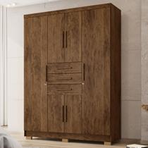 Guarda Roupa Pequeno Taurus 6 Portas 3 Gavetas Marrom - Vila Rica