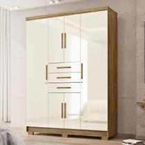 Guarda Roupa Pequeno Taurus 6 Portas 3 Gavetas Nature e Champanhe - Vila Rica Guarda Roupa Pequeno Taurus 6 Portas 3 Gavetas Nature e Champanhe - Vila Rica