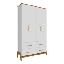 Guarda Roupa Peroba Guti Infantil 4 Portas - Branco/Amêndoa