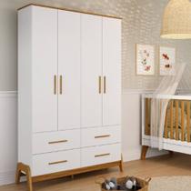Guarda Roupa Peroba Guti Infantil 4 Portas - Branco/Amêndoa Guarda Roupa Peroba Guti Infantil 4 Portas - Branco/Amêndoa