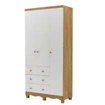 Guarda-Roupa Peroba Junior 3 Portas 3 Gavetas Branco Amêndoa Guarda-Roupa Peroba Junior 3 Portas 3 Gavetas Branco Amêndoa