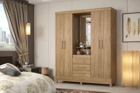 Guarda - Roupa Pérsia Capelinha - 04Portas / 03 Gav - Amêndola Touch