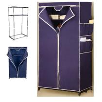 Guarda roupa portatil aramario ziper organizador cabideiro arara prateleira sapateira praia azul Guarda roupa portatil aramario ziper organizador cabideiro arara prateleira sapateira praia azul