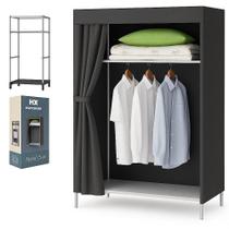 Guarda Roupa Portatil Arara Cabideiro Armario Organizador Prateleiras Compacto Quarto Closet Camping Cinza - Yeet