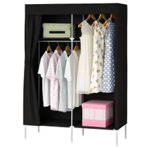 Guarda-roupa Portátil Com Cabideiro E Prateleiras Organização, Praticidade E Design Compacto - Preto