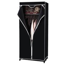 Guarda roupa portatil completo multiuso preto com ziper cabideiro arara organizador Guarda roupa portatil completo multiuso preto com ziper cabideiro arara organizador