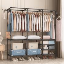 Guarda Roupa Portátil Multifuncional arara Cabideiro Sapateira Rack 3 Organizador TG
