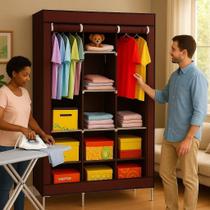 Guarda Roupa Portátil Organizador Desmontável Armário Dobrável Cabideiro Closet