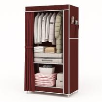 Guarda Roupa Portátil Solteiro e Closet Cabideiro com Prateleira Vinho Yeet
