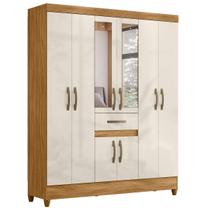 Guarda Roupa Portugal 165cm 8 Portas Freijó Off White com Espelho Moval