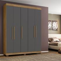 Guarda-roupa Portugal 5 Portas 4 Gavetas Amêndoa Grafite Guarda-roupa Portugal 5 Portas 4 Gavetas Amêndoa Grafite