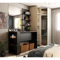 Guarda Roupa Prateleiras E Bancada Com Painel Crema Com PTx