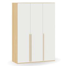 Guarda Roupa Premium com 60cm de profundidade Infantil e Adulto Linha Join 3 Portas Branco com Carvalho Malva