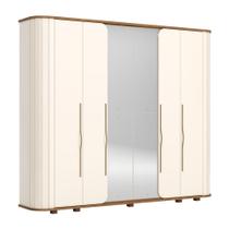 Guarda Roupa Premium Ripado 6 Portas 6 Gav. Off White/Nature