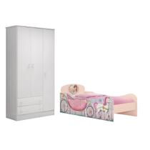 Guarda Roupa Qmovi 2617 e Cama Floresta Jogo Infantil - Móveis Leartam