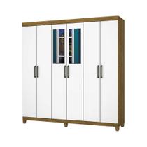 Guarda Roupa R22 6 Portas 2 Gavetas Com Espelho e Pés Carioca Móveis