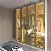 Guarda Roupa Reflecta 4 Portas LED Innova Off White - Gelius Guarda Roupa Reflecta 4 Portas LED Innova Off White - Gelius