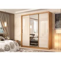 Guarda-Roupa Residence de 3 Portas e 2 Gavetas com Espelho Amendola/Off White - Walmir Móveis - Demobile