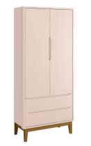 Guarda-Roupa Retrô 2 Portas Classic New Rosa Fosco com Madeira - MoveisAqui Guarda-Roupa Retrô 2 Portas Classic New Rosa Fosco com Madeira - MoveisAqui