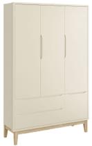 Guarda-Roupa Retrô 3 Portas Classic New Areia Fosco com Natural - MoveisAqui Guarda-Roupa Retrô 3 Portas Classic New Areia Fosco com Natural - MoveisAqui