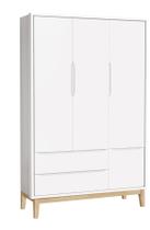 Guarda-Roupa Retrô 3 Portas Classic New Branco Fosco com Natural - Reller Guarda-Roupa Retrô 3 Portas Classic New Branco Fosco com Natural - Reller
