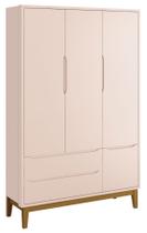 Guarda-Roupa Retrô 3 Portas Classic New Rosa Fosco com Madeira - MoveisAqui Guarda-Roupa Retrô 3 Portas Classic New Rosa Fosco com Madeira - MoveisAqui