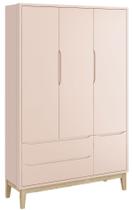 Guarda-Roupa Retrô 3 Portas Classic New Rosa Fosco com Natural - Reller Guarda-Roupa Retrô 3 Portas Classic New Rosa Fosco com Natural - Reller