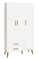 Guarda-Roupa Retrô 3 Portas Isis Branco Fosco - MoveisAqui