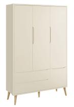 Guarda-Roupa Retrô 3 Portas Théo New Areia Fosco com Natural - Reller