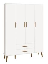 Guarda-Roupa Retrô 4 Portas Isis Branco Fosco - MoveisAqui