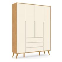 Guarda Roupa Retrô Clean 4 Portas Freijó Off White Eco Wood - Matic