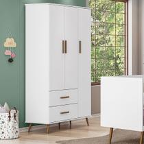 Guarda Roupa Retrô Gabi 3 Portas Branco Mobili