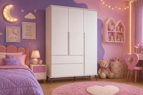 Guarda Roupa Retro Melinda Branco c 3 Portas e 2 Gavetas Agm Decor Guarda Roupa Retro Melinda Branco c 3 Portas e 2 Gavetas Agm Decor