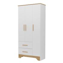 Guarda Roupa Retrô Moveis Peroba Popy 03 portas lisas 02 gavetas MDF