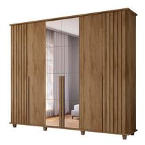 Guarda Roupa Ripado Casal 6 Portas 240cm Com Espelho França RV Móveis Cinamomo Guarda Roupa Ripado Casal 6 Portas 240cm Com Espelho França RV Móveis Cinamomo